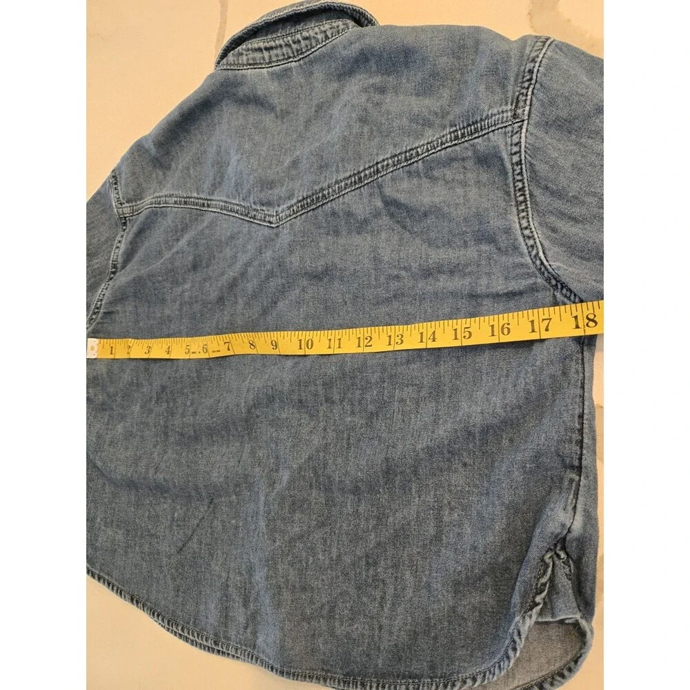 ​GAP Kids L 10 Embroidered Hearts Western Chambray Denim Shirt Kids Girls Snap